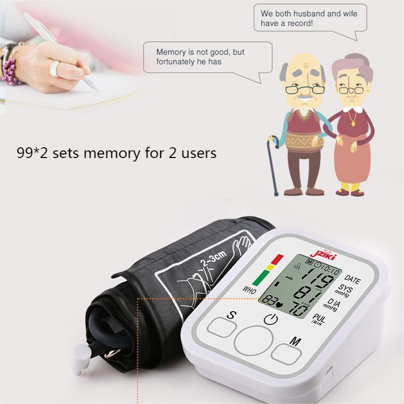 Jziki Upper Arm Blood Pressure Monitor Digital Electronic Sphygmomanomet Automatic BP Machine Heart Rate Pulse Monitor Tensiometers Meter Long Cuff Adult