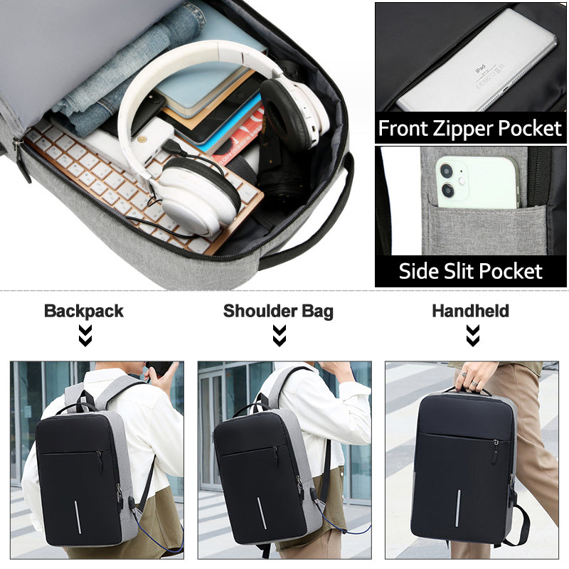 15.6" Laptop Bag Men Backpack With USB Charging Jack Large Capacity Backpack