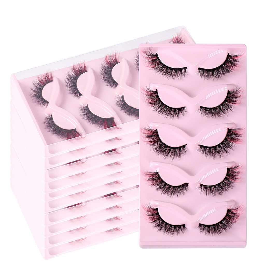 5 pairs of colorful high imitation mink fur fox eyes false eyelashes naturally thick eyelashes cat eyes eyelashes