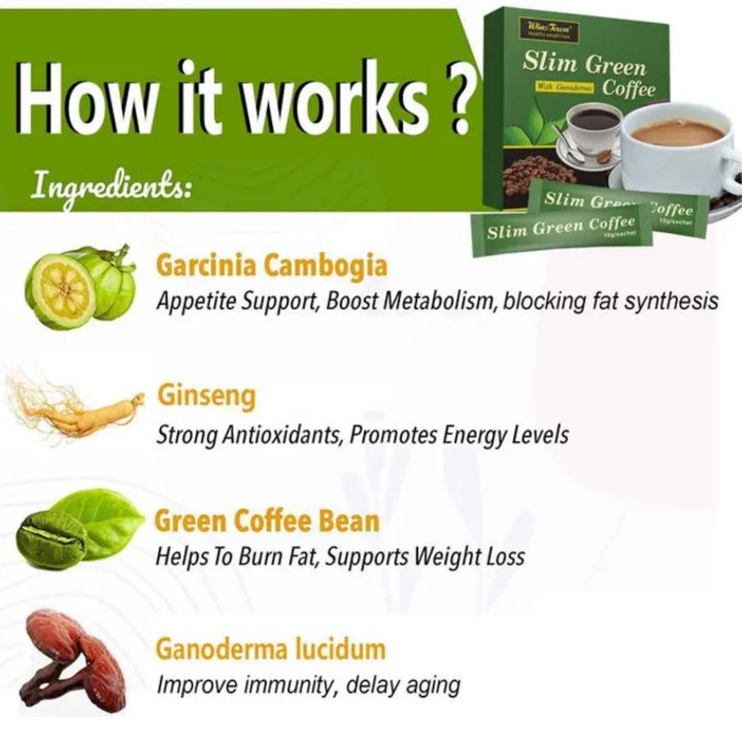 Wins Town Slimming Coffee/ Flat Tummy Green Coffee Green