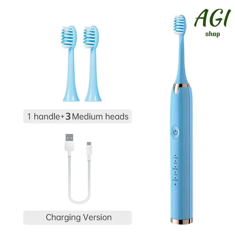 Oral Cleaning Powered Toothbrushes, Super Sonic Electric Toothbrushes With 3 Brush Heads Smart Timer Whitening IPX7 Smart Wireless Rechargeable Automatic Ultrasonic Electric Toothbrush Health care