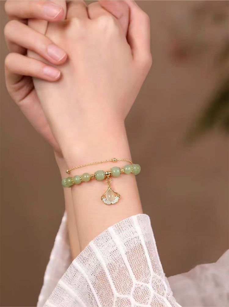 Women's bracelets, double-layer apricot leaf bracelets, women's fashion, high-end sense, Valentine's Day gifts for girlfriends, birthday gifts, female accessories