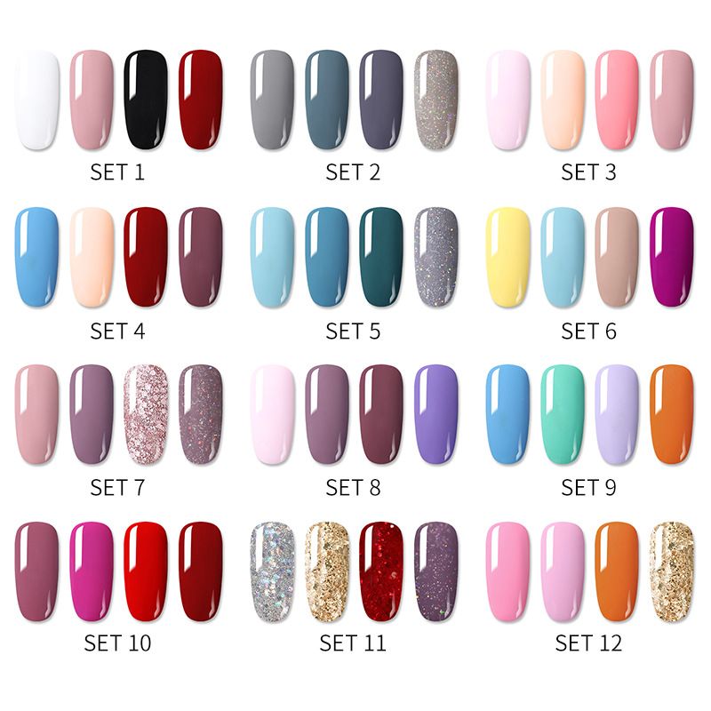 4PCS/SETS New frosting effect fashionable women's nail polish glue set 4-color small set nail enhancement