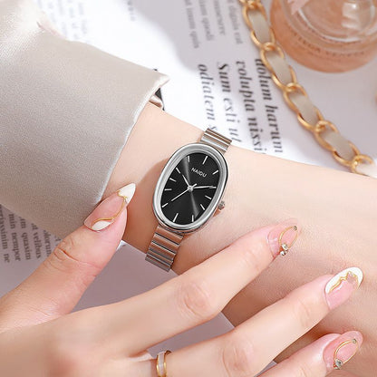 Hot Sale New Fashion Ladies Watch Female Steel Belt Ins Style High-Grade Oval Steel Belt Bracelet Versatile Quartz Watch