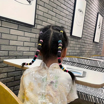 200/300pcs Cute Hair Ties For Kids & Girls - Colorful Elastic Polyester Hair Bands Ponytail Holder Children Rubber Band Hair Accessories