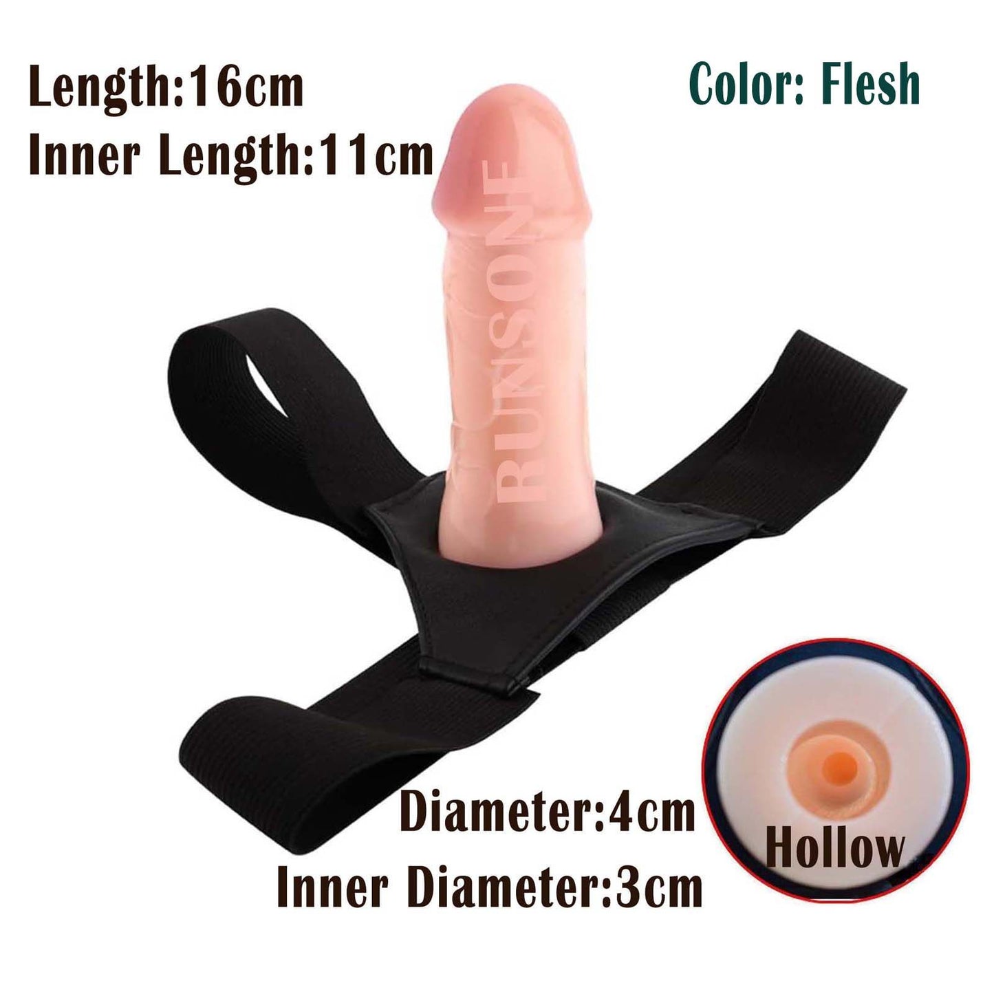 2 Sizes Strap on Realistic Hollow Dildo Large Basic Options Adjustable Chastity Belt Harness BDSM Bondage Sleeve Vagina Anal Plug Adult Play Sex Fetish Toys for Lesbian Couple Women Men