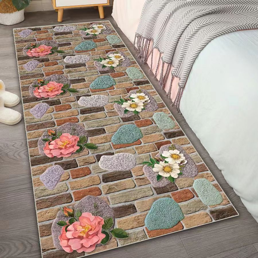 2 Pieces Kitchen Rug Set Non Slip Kitchen Mat Rubber Backing Mat Throw Rug for Kitchen Doormat Runner Rug Set Floor Carpet Household Carpet Home Decor