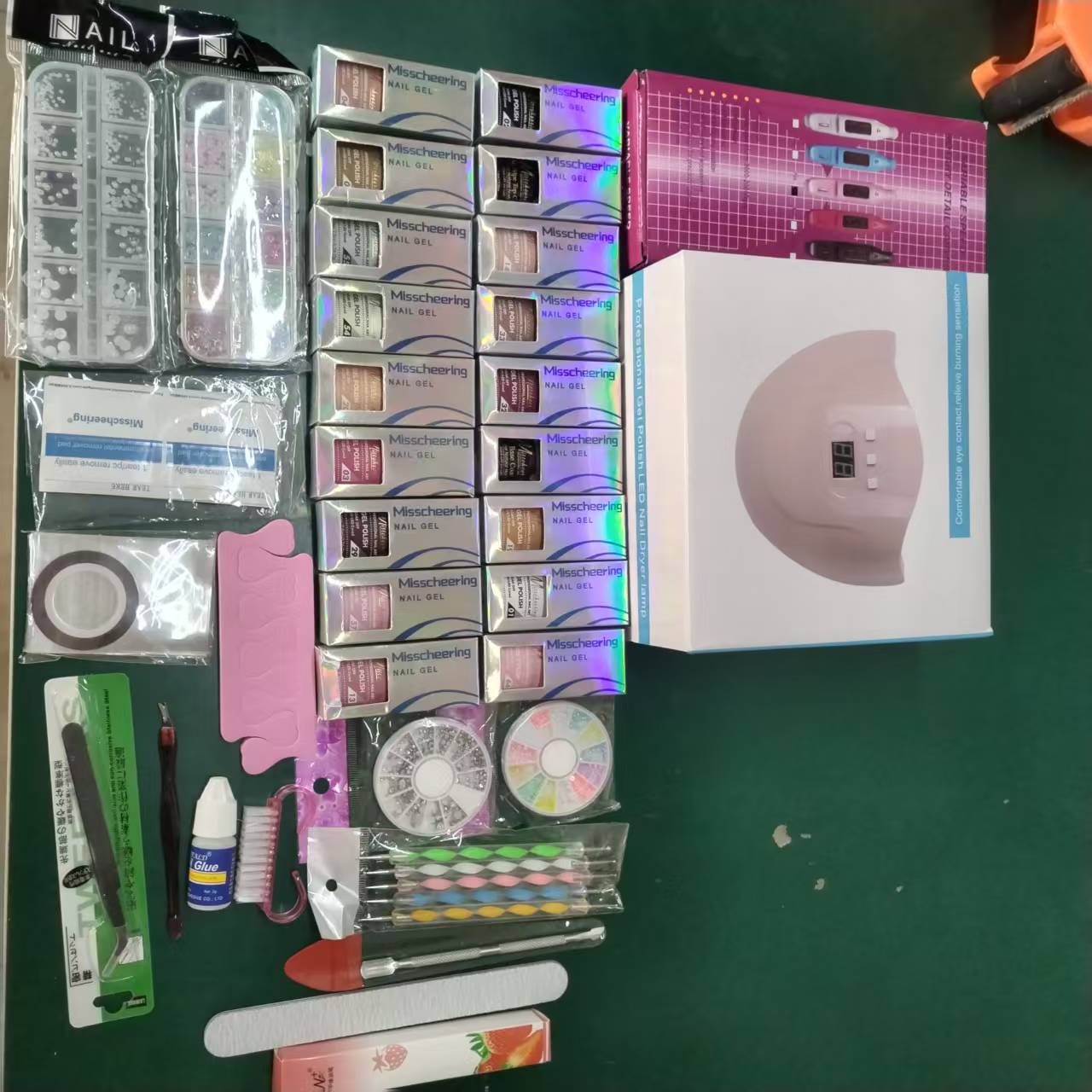 Gel Nail Polish Kit with U V Light and Drill Starter Kit 16 Colors Gel Nail Polish Poly Nail Gel Kit Base Top Coat Kit Nail Stickers Professional Gel Manicure Kit with Everything Gift for Women