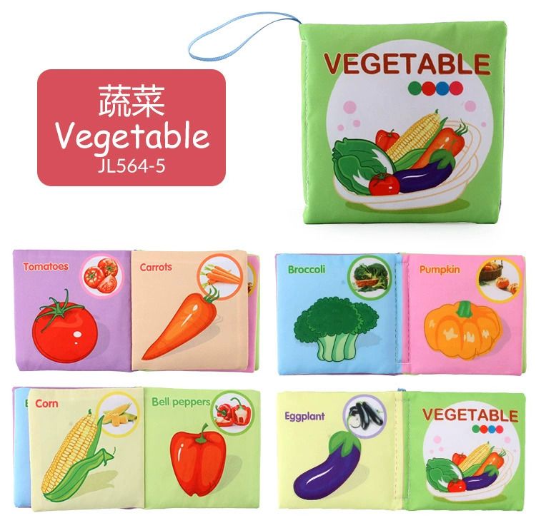 Baby Cloth Books Enlightenment Early Educational Toys Kids Fruits Animal Numbers Food Cognitive Book for Toddlers 0-36 Month