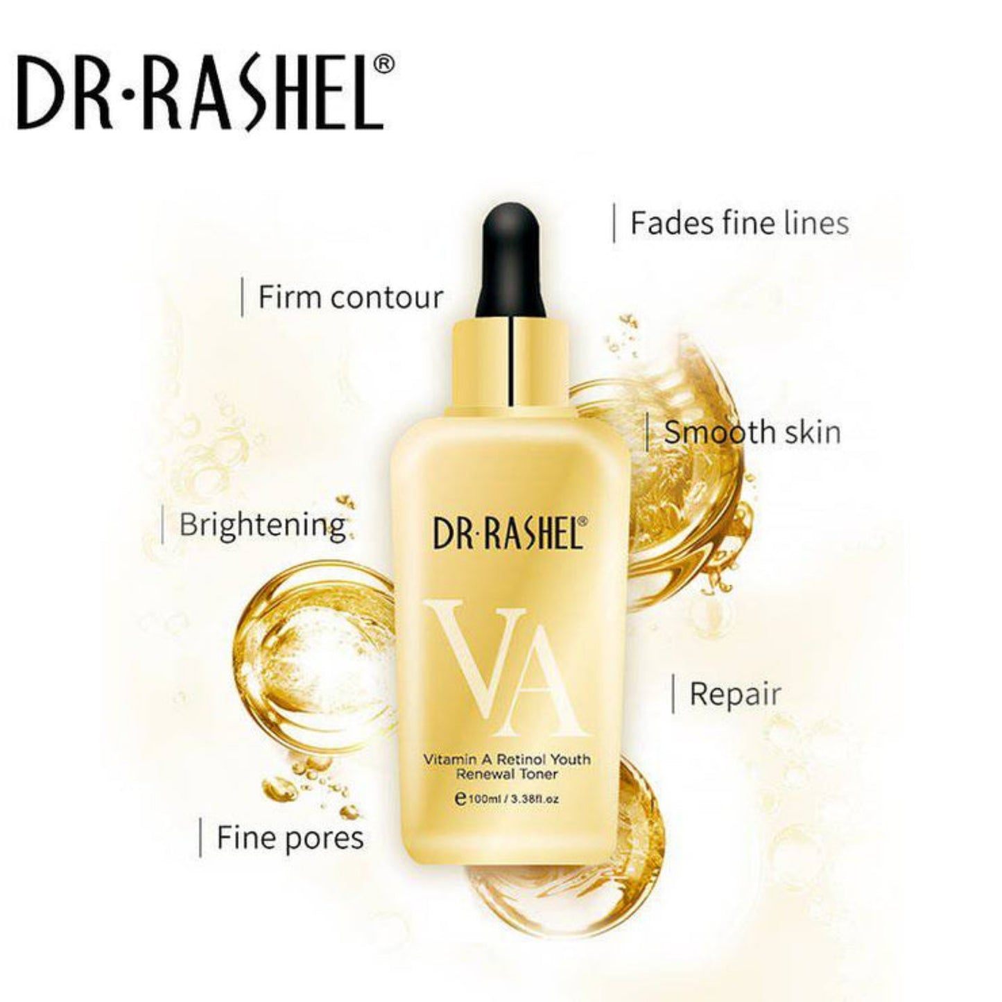 Dr. Rashel Vitamin A Retinol Youth Renewal Toner Refresh Soothes Tones Face Skin Care - DR RASHEL