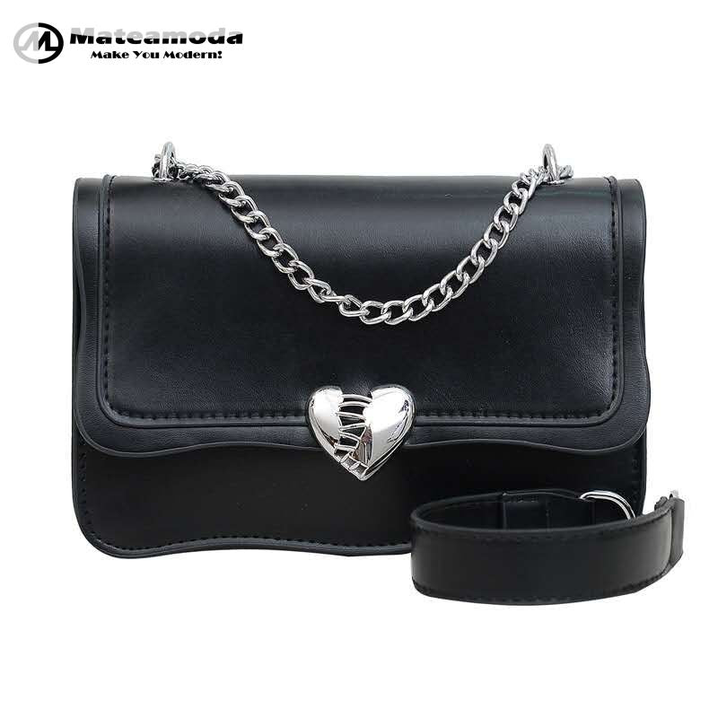 Mateamoda Elegant Quilted Sling Bag with Silver Chain Strap Crossbody Bag