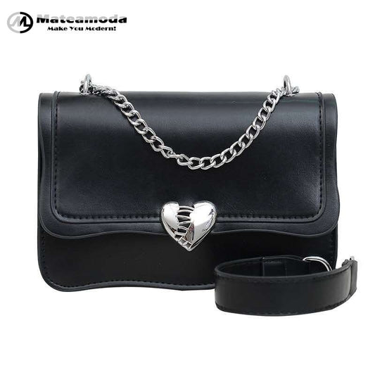 Mateamoda Elegant Quilted Sling Bag with Silver Chain Strap Crossbody Bag