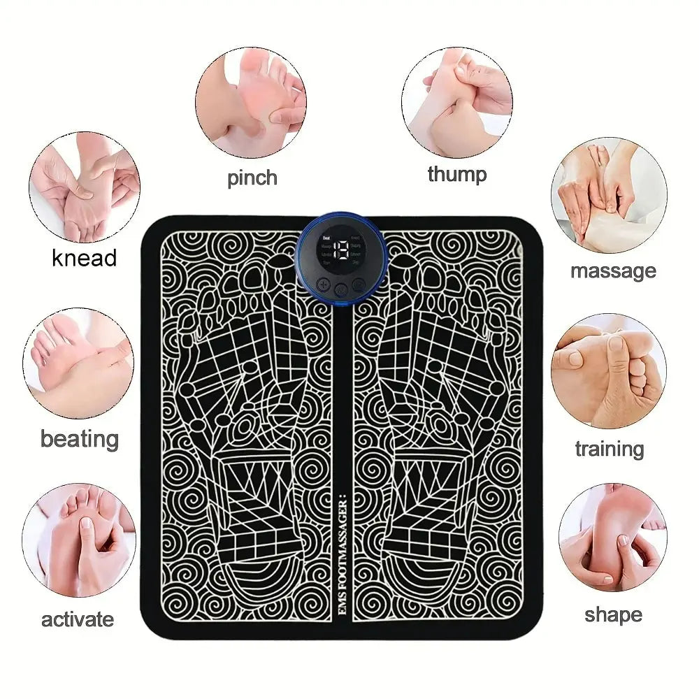 USB EMS Foot Massager Pad Portable Foot Care Massage Mat Pulse Muscle Stimulation Improve Blood Circulation Relieve Fatigue Relax Feet Footmassager Pad