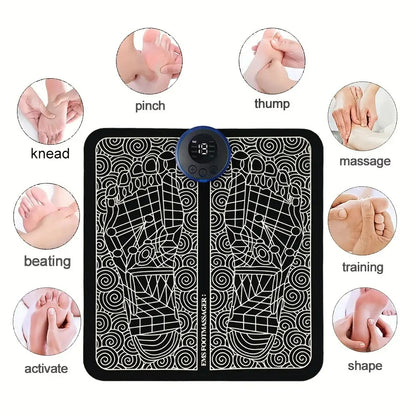 USB EMS Foot Massager Pad Portable Foot Care Massage Mat Pulse Muscle Stimulation Improve Blood Circulation Relieve Fatigue Relax Feet Footmassager Pad
