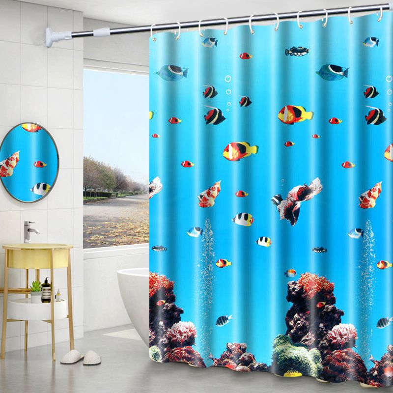 1PCS Dolphin Shower Curtain Shower Curtains Blue Ocean Wildlife Theme Bathrooms Shower Curtains Waterproof