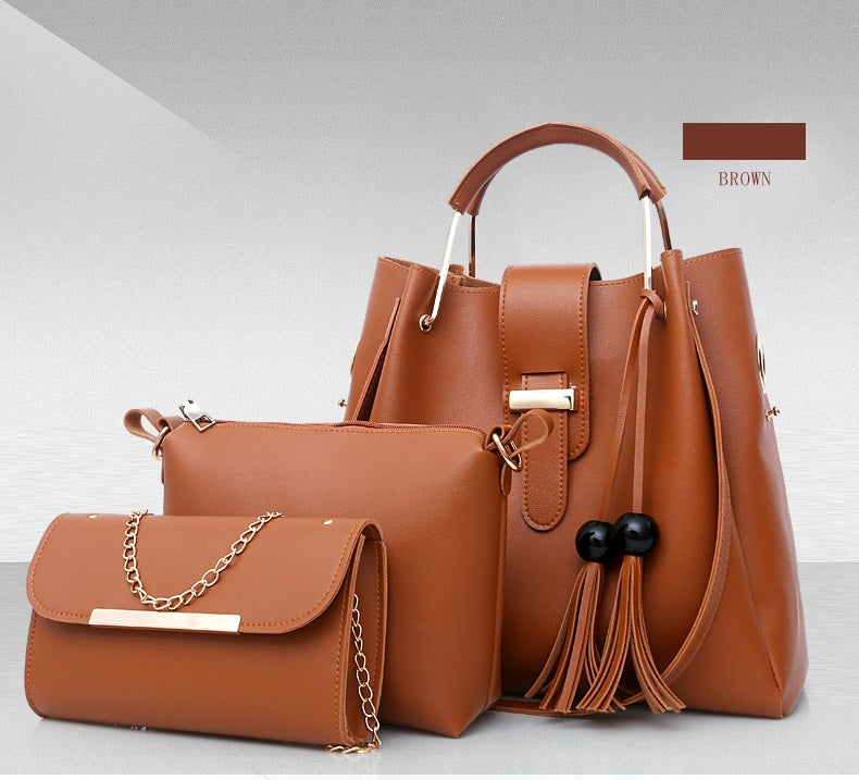 3pcs/Set Big Large Capacity Durable PU Leather Lady Handbags Sling Bags For Ladies Hand Bags Classic Fashion Women Luxury Genuine Bags Wife Girl Friend Chrismas New Year Valentine's Day Gift