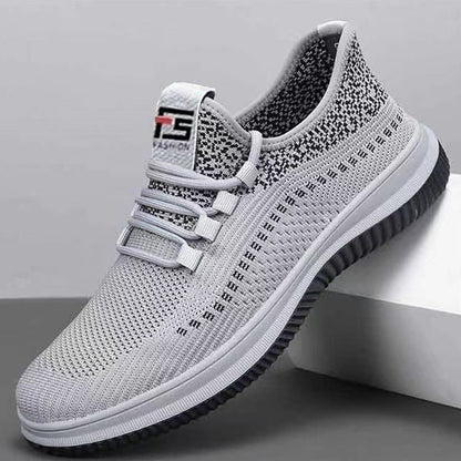 Men's fly weaving shoes Boys sports breathable comfortable sneakers Students casual men's shoes running shoe athletic driving shoes grey