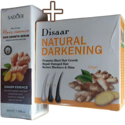 Hair Growth Ginger Hair Serum + Disaar Natural Darkening Hair Soap