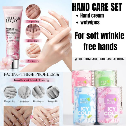 HAND CARE ESSENTIALS (COLLAGEN HAND CREAM AND WET WIPES)