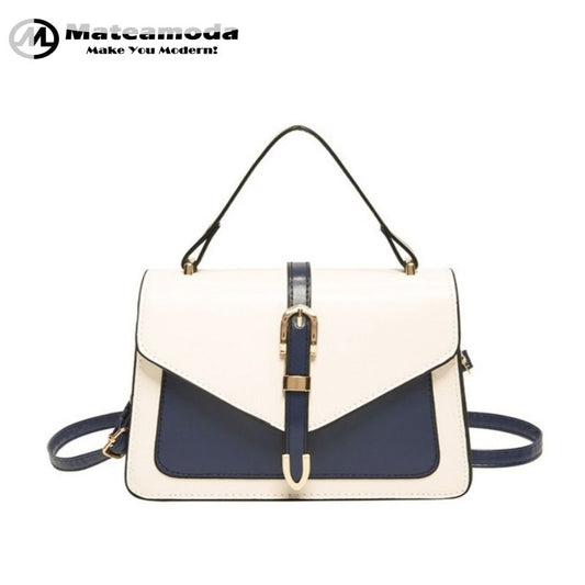 Mateamoda Elegant Two-Tone Structured Handbag with Buckle Detail Crossbody Bag