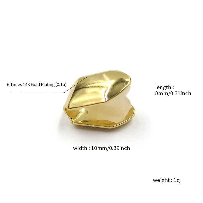 Gold Trendy Rock Rapper Hip Hop Grillz Caps Mold Top & Bottom Grill Body Jewelry Single Teeth