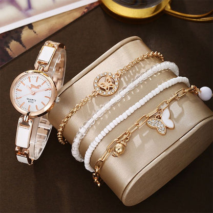 5pcs Women's Watch Set Fashion Casual Butterfly Quartz Watch Fashion Casual Bracelet Watch Set