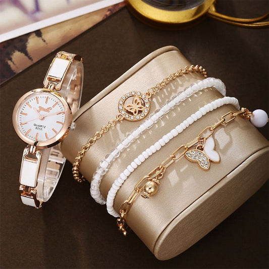 5pcs Women's Watch Set Fashion Casual Butterfly Quartz Watch Fashion Casual Bracelet Watch Set