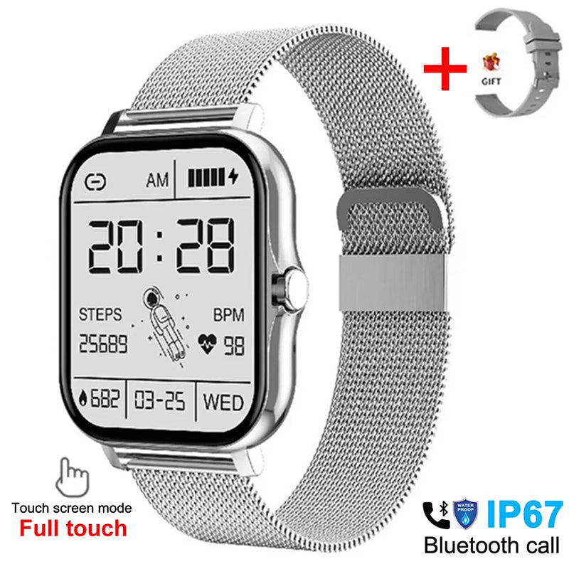 Smart Watch Fitness Bluetooth Call Connected Steel Watches Waterproof Man/Women Smartwatch Full Touch Screen Digital Sport Watch Heart Rate Fitness Tracker For Android IOS