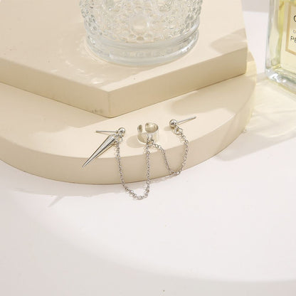 Europe and the United States new creative personality earrings punk style chain earrings bone clip has layers of fashion women