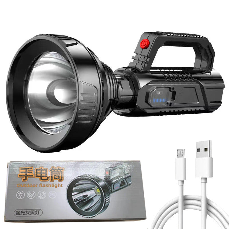 echargeable Spotlight Flashlight, High Lumens Handheld Spotlight,LED Searchlight with Shoulder Strap and USB Output for During Hurricane,Emergency, Storms, Outages,Hunting, Hiking, Camping