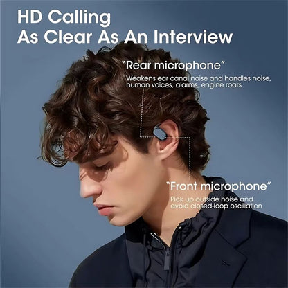 Wireless Bluetooth Earphone Bone Conduction Headphones Sports Earbud Ear-hook Waterproof Noise Reduction Earpods Display Touch Control Game Earpiece with Charging Case