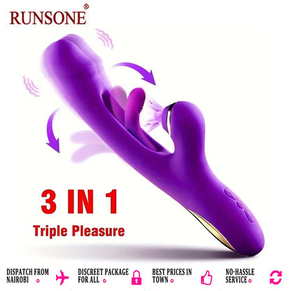 Flapping Vibrator Dildo G Spot Rabbit Clitoris Vibrator with 7 Sucking modes 7 Vibration 7 Flapping Modes for Clit Nipples Anal Multi Stimulation Rechargeable Adult Sex Toys for Women Couples