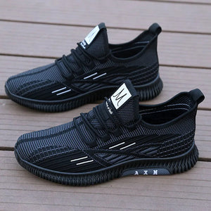 New Arrivals Men's Sports Shoes Sneakers Flying Weave breathable and anti-slip Casual Shoes black