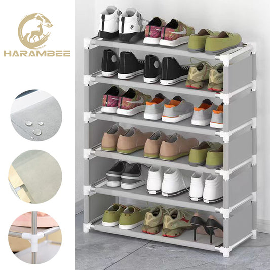 Shoe Rack Stackable Shoe Rack 6 Tier Large Capacity Portable Home Living Storage Shoe Stand Storage Organizer for Entryway, Hallway and Cupboard Space Saving 6 Tier