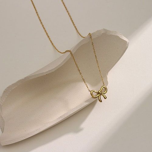 bow necklace women/woman necklace choker/chocker clavicle necklace, 18K Golden plated Bow Dainty Necklace Bow Pendant Choker Necklace Trendy Bow Necklace Gold Chain Necklaces Jewelry Gift for lady