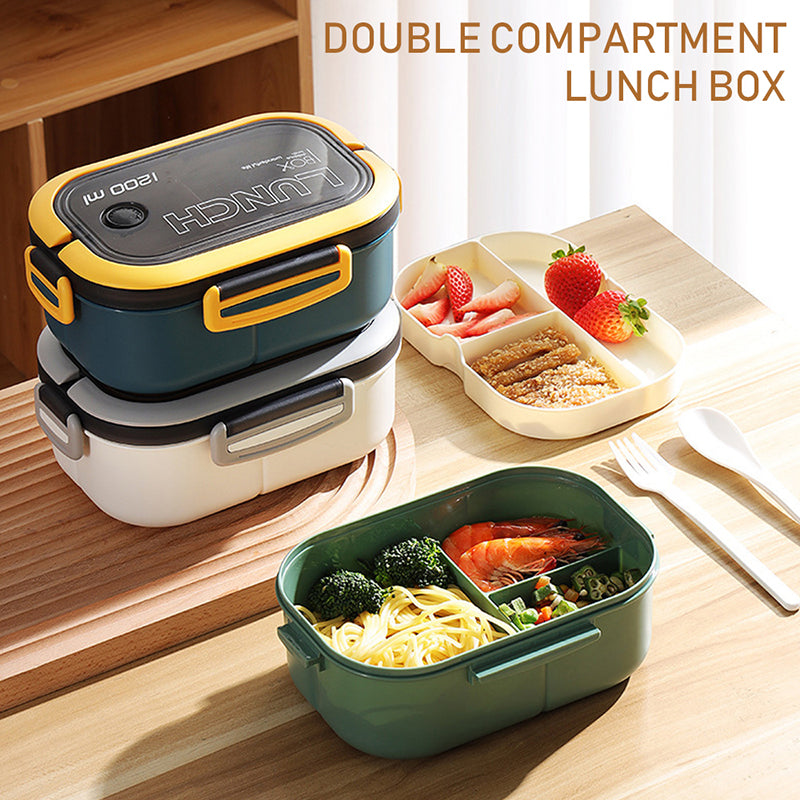 Single Double-layer Lunch Box Portable Compartment Fruit Food Box Microwave Lunch Box With Fork And Spoon Picnic Fresh Box