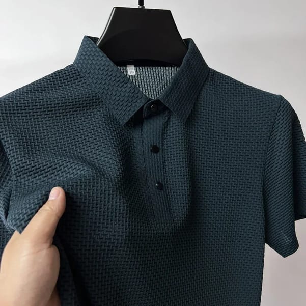 Men's Nylon Jacquard Polo Shirt High-Grade Short-Sleeved Youth Lapel T-Shirt T-Shirts