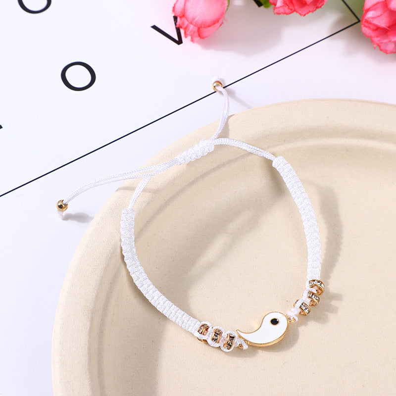 Hot selling new style stitching gossip ying yang couple bracelet hand woven tai chi bracelet ying yang jewellery Brand MM