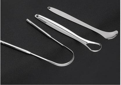 3 Pcs/set Stainless Steel Tongue Scraper Metal Tongue Cleaner Reusable & Eco-friendly Tongue Brush Fresh Breath With Travel Box