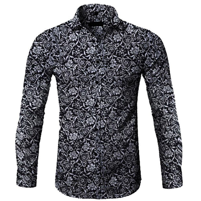 Shirts This Year's Popular Minority Design High-grade Men's Floral Shirt Style Large Stand Collar Long-sleeve Printing