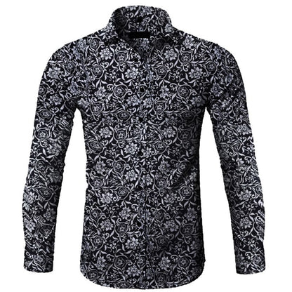Shirts This Year's Popular Minority Design High-grade Men's Floral Shirt Style Large Stand Collar Long-sleeve Printing