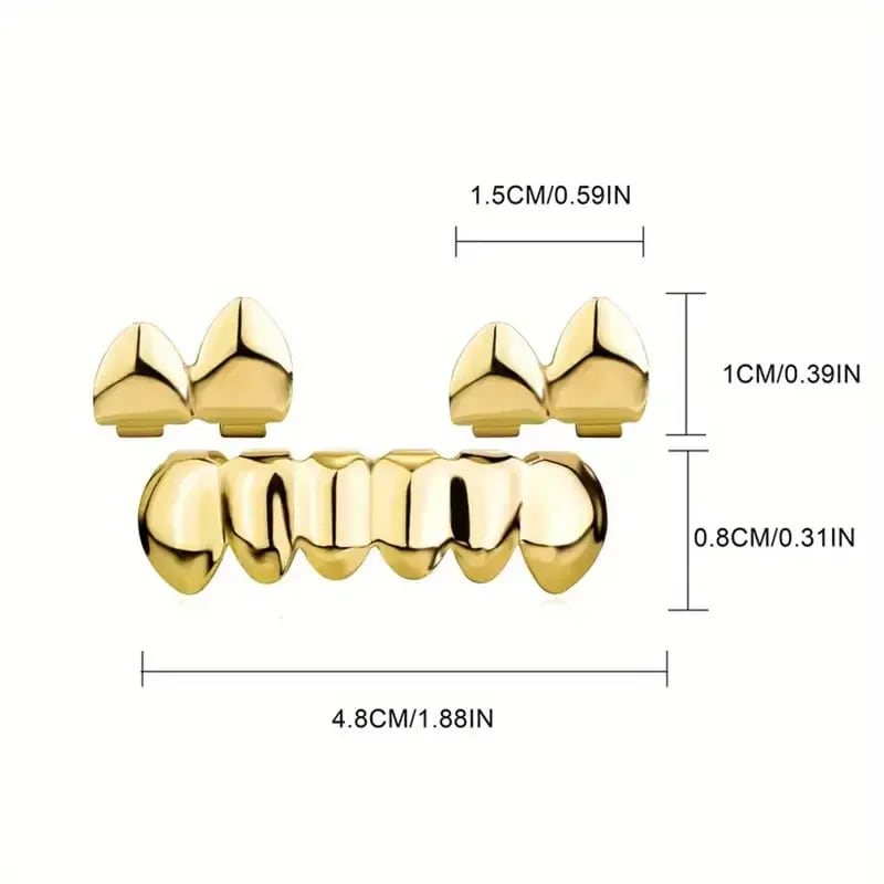 3CPS/Set Hip Hop Teeth For Mouth Grillz Caps Top & Bottom Grill Set vampire teeth for Halloween Party Sets