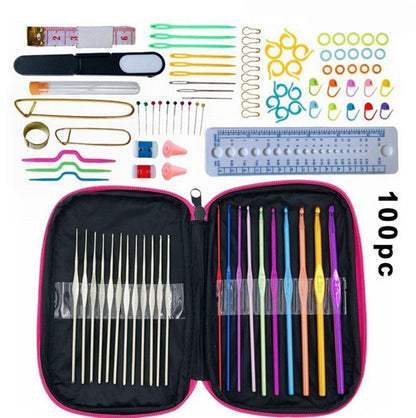 100 DIY Accessories Set Portable Storage Bag Sweater Needle Knitting Tool Set