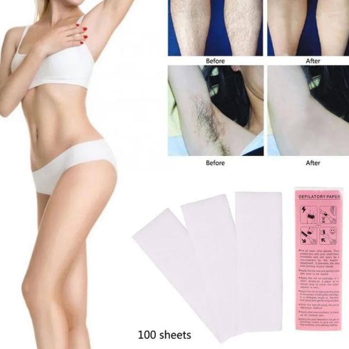 Depilatory Paper,100 Sheet Hair Removal Wax Paper Strips ,Disposable Professional Hair Removal Tool Non-woven Waxing Strips