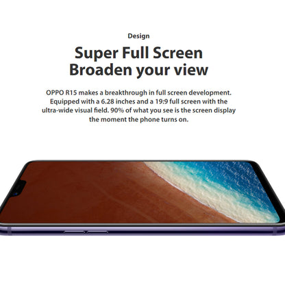 Limited Offer Refurbished OPPO R15 128GB+6GB 6.28" 20MP+16MP 2G/3G/4G LTE Dual SIM Android 8.1 3450mAh Face ID Fingerprint Unlock Smartphones Big Phones