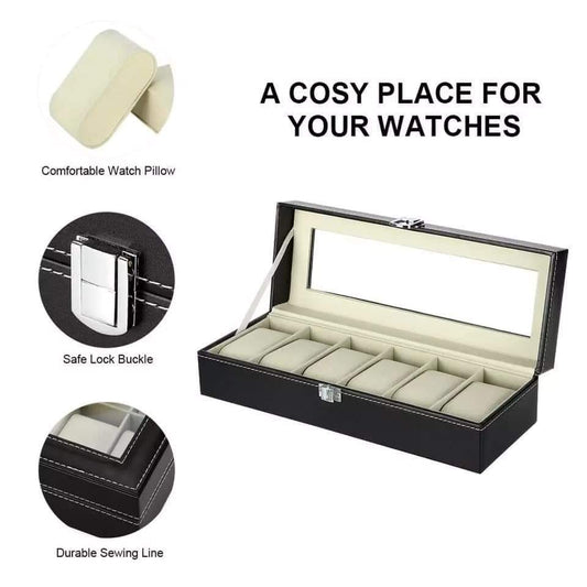 High quality PU leather 6 slots watch organizer