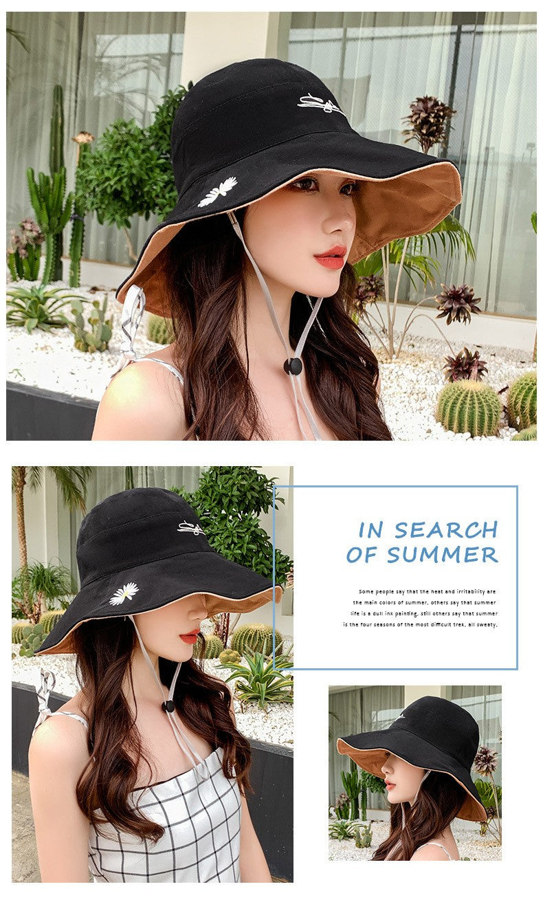 New style cotton bucket hats womens sun protection and shading in spring and summer beach leisure outdoor riding all-around sun hat cap