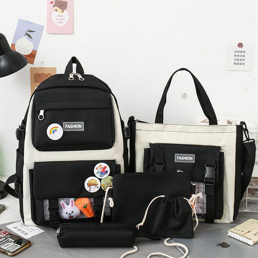 【with toys】5Pcs/set Backpacks & Bookbags School bags Women's Bags Handbags Shoulder bag Messenger bag Pencil bag Coin Pocket