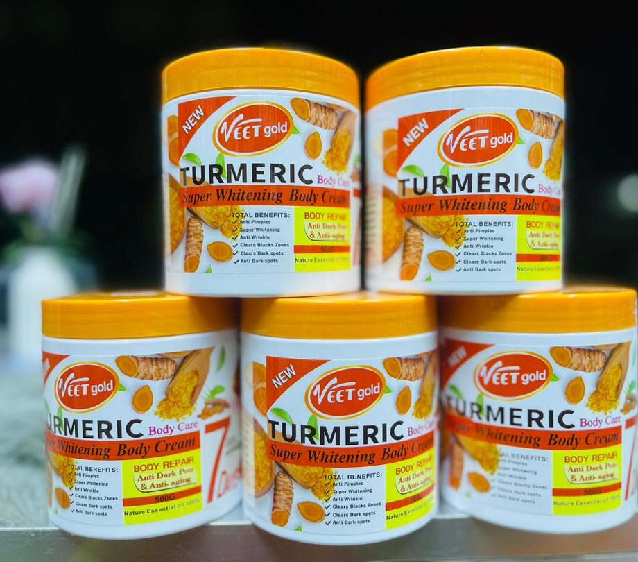 3 Pack Veet Gold Skin Care Set Oil + Scrub + Soap - Anti-aging Tumeric Super Whitening Body Cream-body Repair Remove Dead Skin Cell And Anti Darkspots Tender and Gentle Formula Body Cream