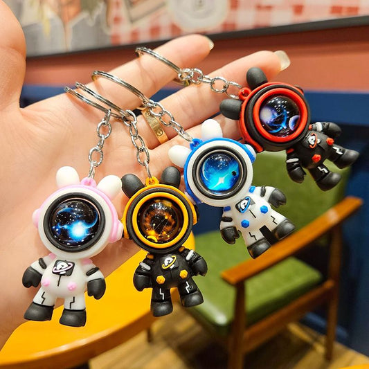Travelling To The Stars Astronaut Keychain Key Ring Creative Car Key Chain Pendant Hand Strap Cartoon Gift Doll Charm Bag Charms Creative Gifts